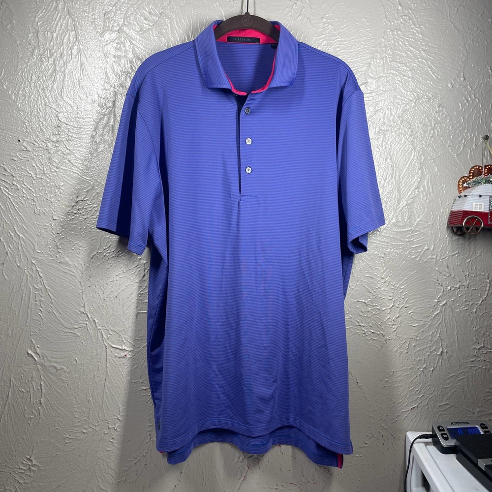 Greyson‎ Polo Shirt Mens Blue Relaxed Collared Sport Preppy Rugby size large